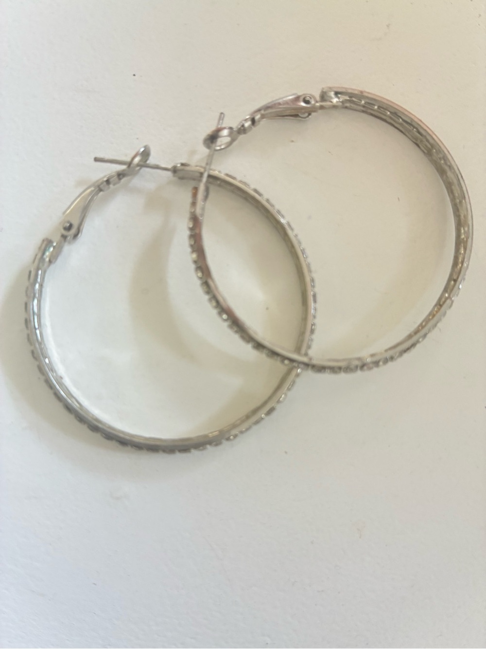 Elegant Silver Textured Hoop Earrings - Women's Jewelry